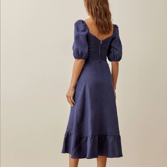 Reformation Belgium Linen Dress in Danube *NEW* - Picture 4 of 8